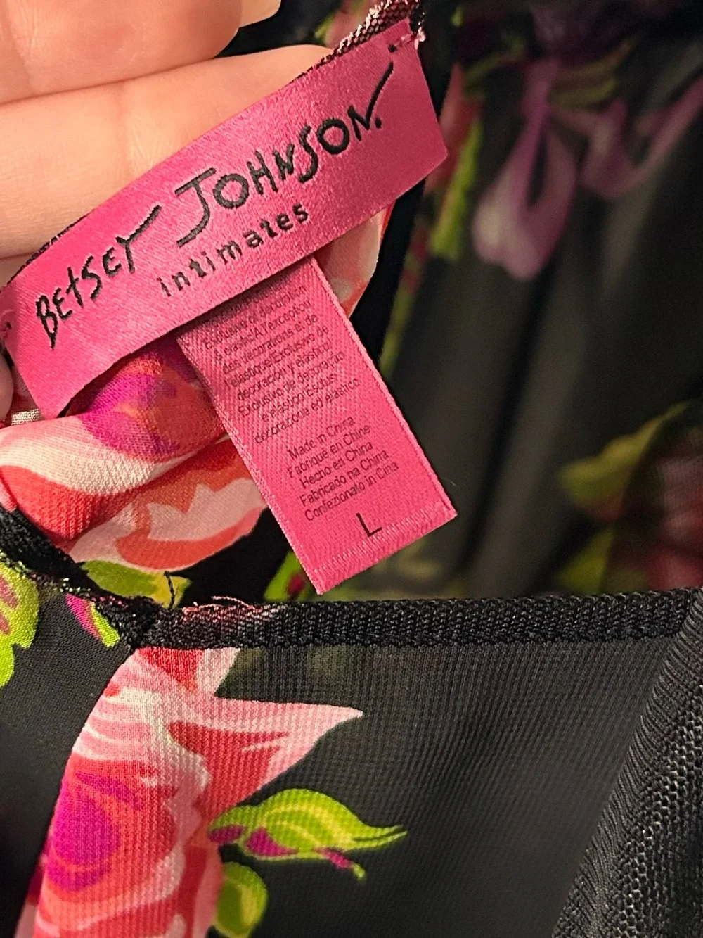 Betsey Johnson Babydoll Chemise Womens Large Floral Sheer Ruffle Coquette Dress‎